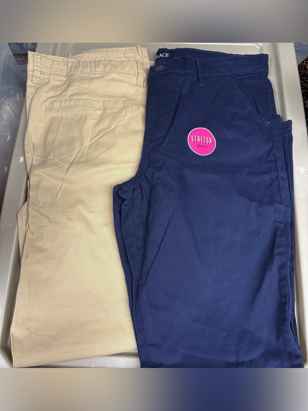The Children's Place girls 14 Plus Navy Khaki Stretch Chino Pants uniform $80